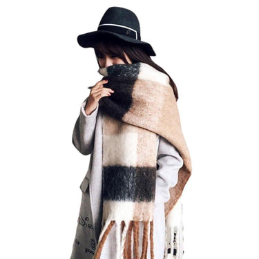 Thick Fringed Patchwork Faux Cashmere Women's Scarf Scarves Wrap Long Big Soft Warm Shawl Wrap Korean Style from NSE Imports #2.